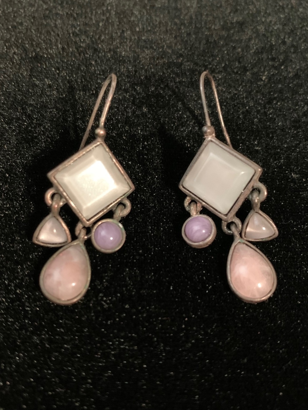 Pastel Geometric Chandelier Whimsigoth Pink Purple Dangle Earring